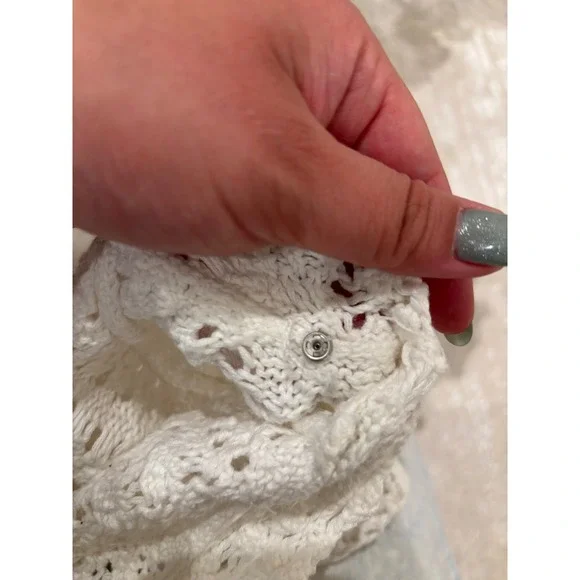 Anthropologie Crochet Knit Crop Top Cream Off White Boho Open Knit XS 0437 - Picture 6 of 8